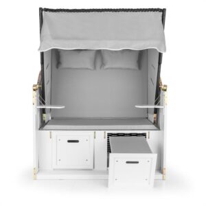 Blumfeldt Hiddensee, plážové sedenie, plážový kôš XL, dvojsedadlo, ležadlo, borovica, sivé