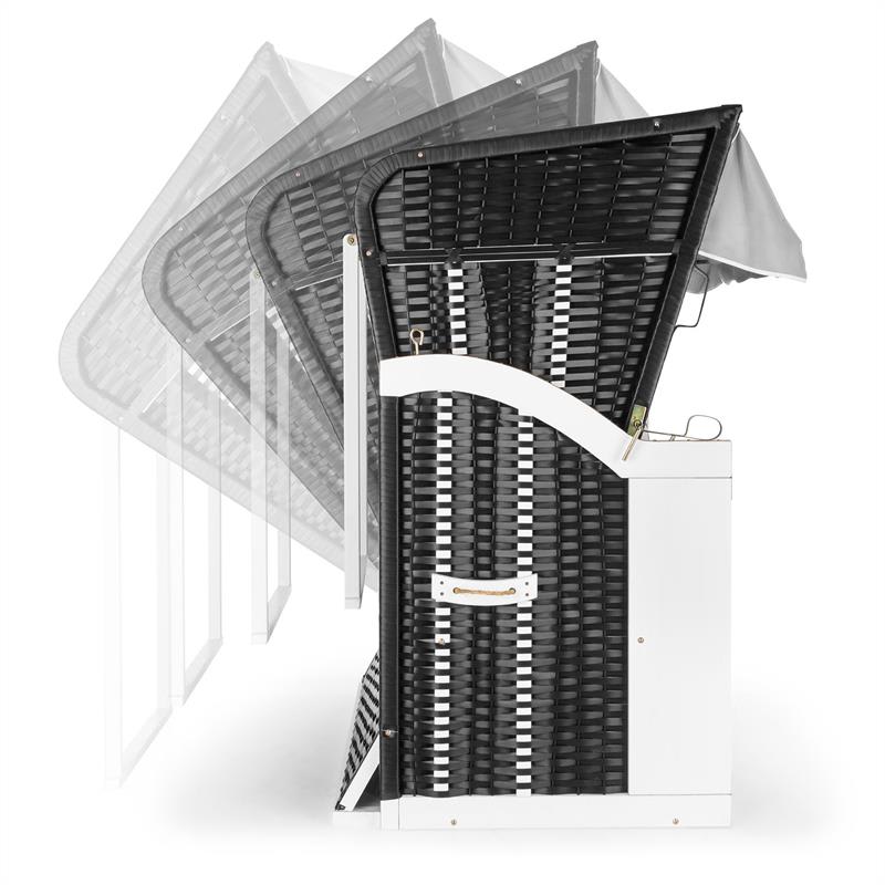 Blumfeldt Hiddensee, plážové sedenie, plážový kôš XL, dvojsedadlo, ležadlo, borovica, sivé – Obrázok 2