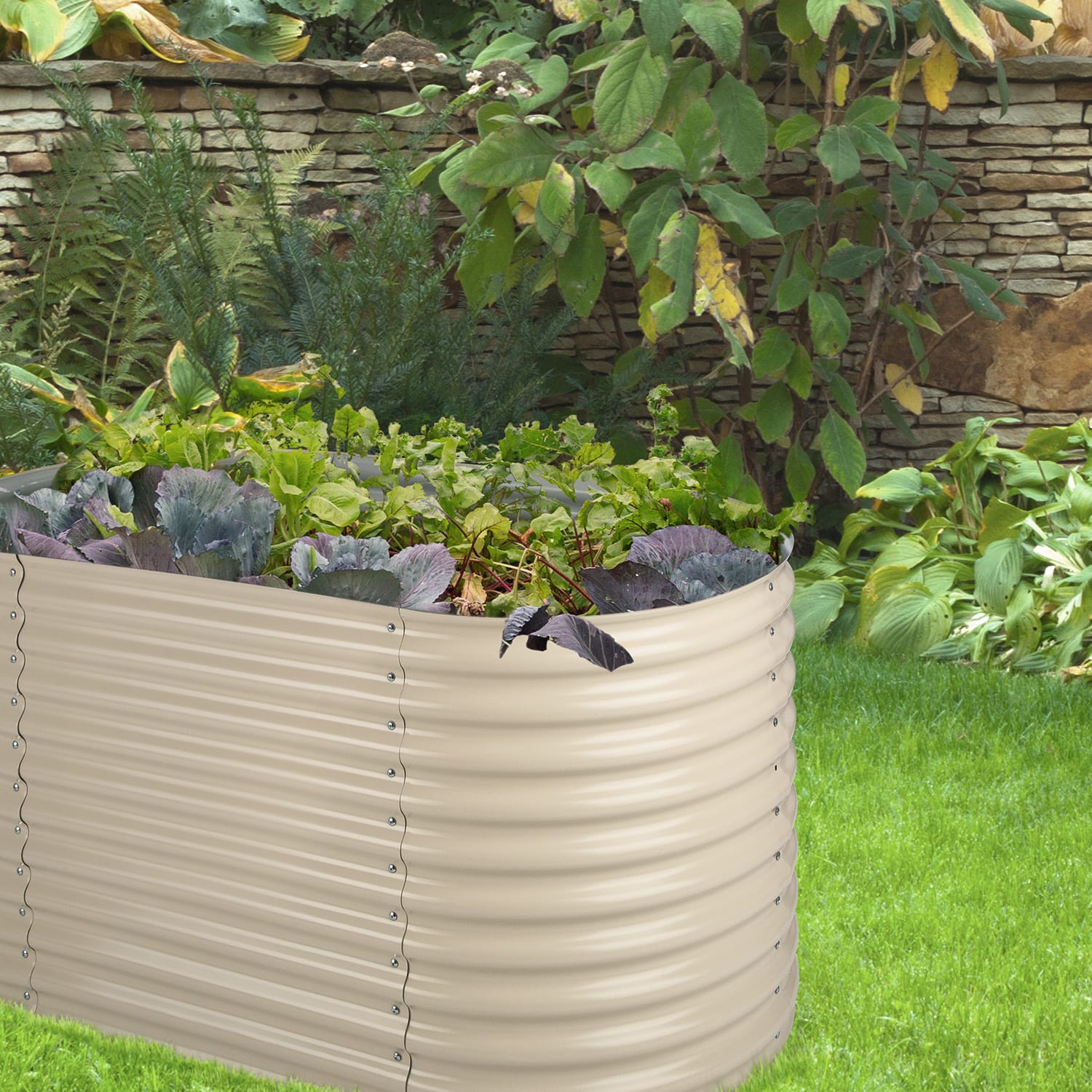 Blumfeldt High Grow, vyvýšený záhon, 2.0 m, pozinkovaný hliník, béžový – Obrázok 2