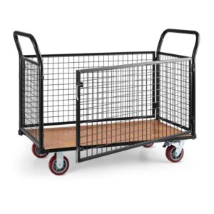Waldbeck Loadster, mriežkový vozík, pojazdný, skladový vozík, max. 500 kg, drevený spodok, čierny