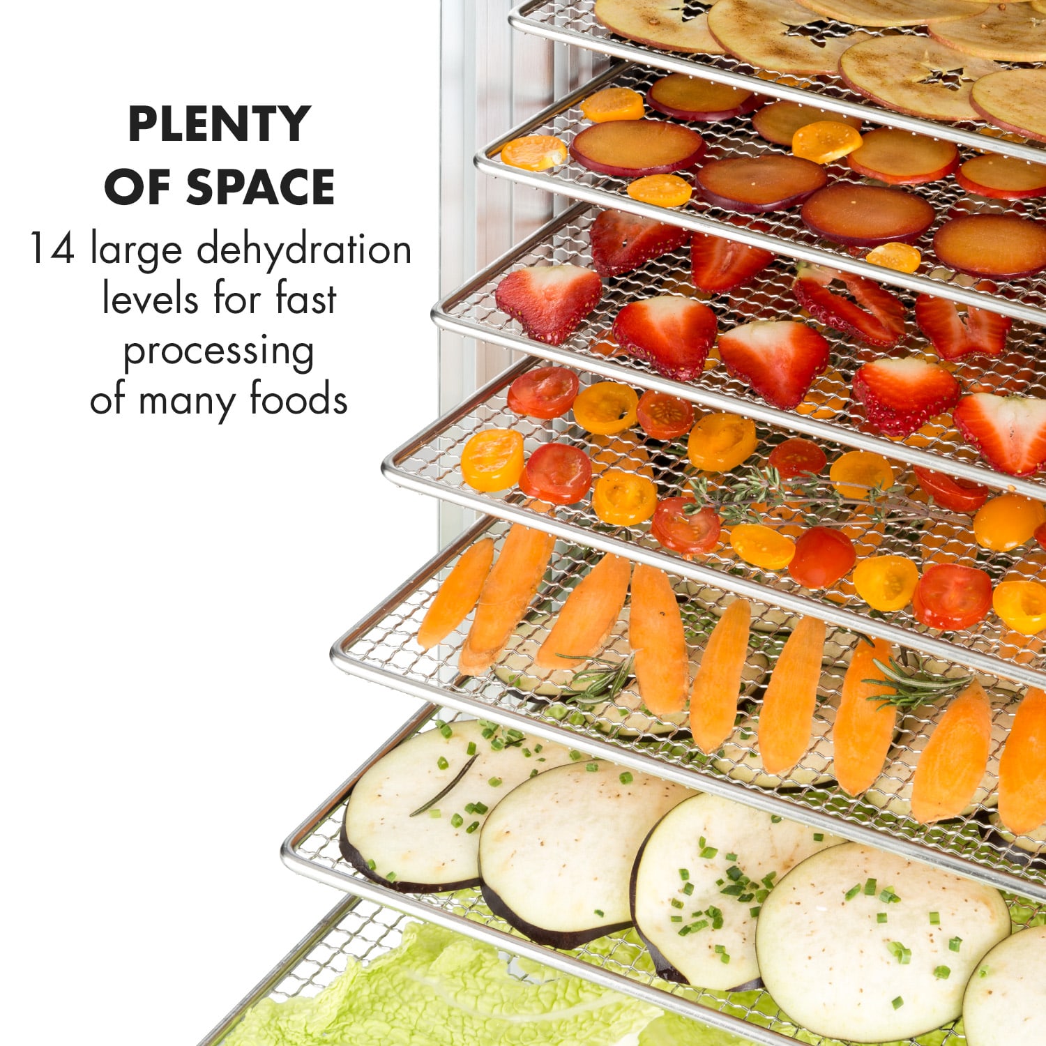 Klarstein Fruit Jerky 14, sušička ovocia, 1000 W, 30-70 °C, 14 poschodí, LCD displej – Obrázok 3