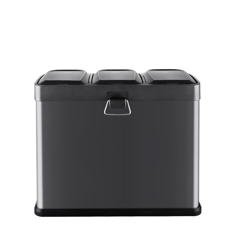 Klarstein Ökosystem odpadkový kôš nášľapný kôš triedič odpadu 45L (3x15L) čierna – Obrázok 2