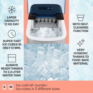 Klarstein On-The-Rocks, výrobník ľadu, 12 kg/24 h, nádrž 2,1 l, LED, nehrdzavejúca oceľ, čierny