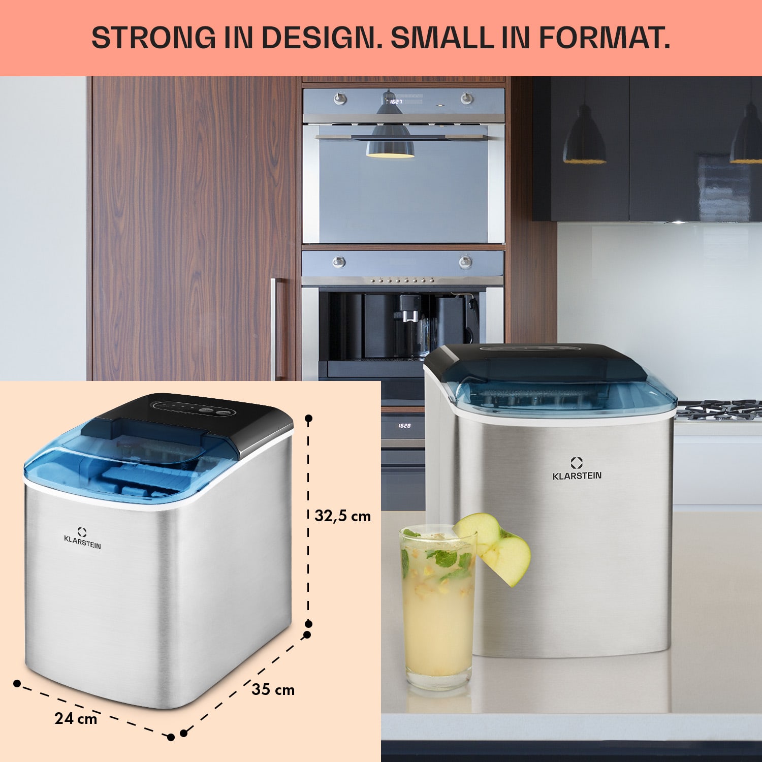 Klarstein On-The-Rocks, výrobník ľadu, 12 kg/24 h, nádrž 2,1 l, LED, nehrdzavejúca oceľ, čierny – Obrázok 5