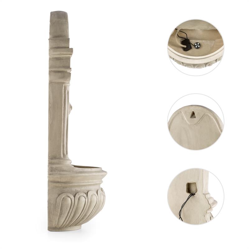 Blumfeldt Löwenstein, nástenná fontána, záhradná, solárny panel, 2 W, LED, polyresín, vzhľad kameňa – Obrázok 3