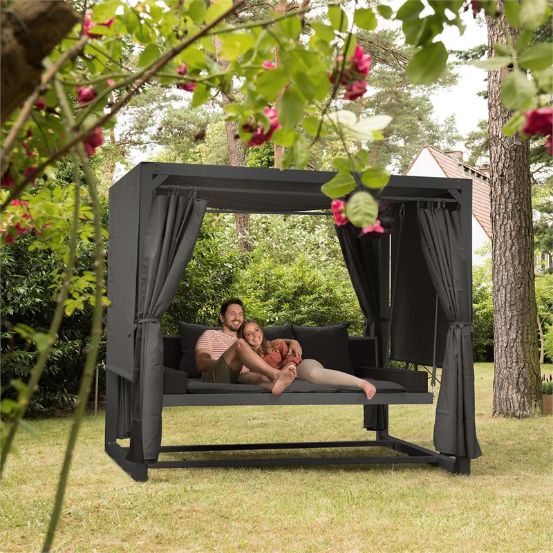 Blumfeldt Eremitage, luxusná záhradná hojdačka, 236 x 180 x 210 cm, tmavosivá/čierna – Obrázok 2