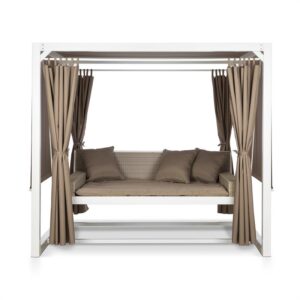 Blumfeldt Eremitage, luxusná záhradná hojdačka, 236 x 180 x 210 cm, biela/hnedosivá