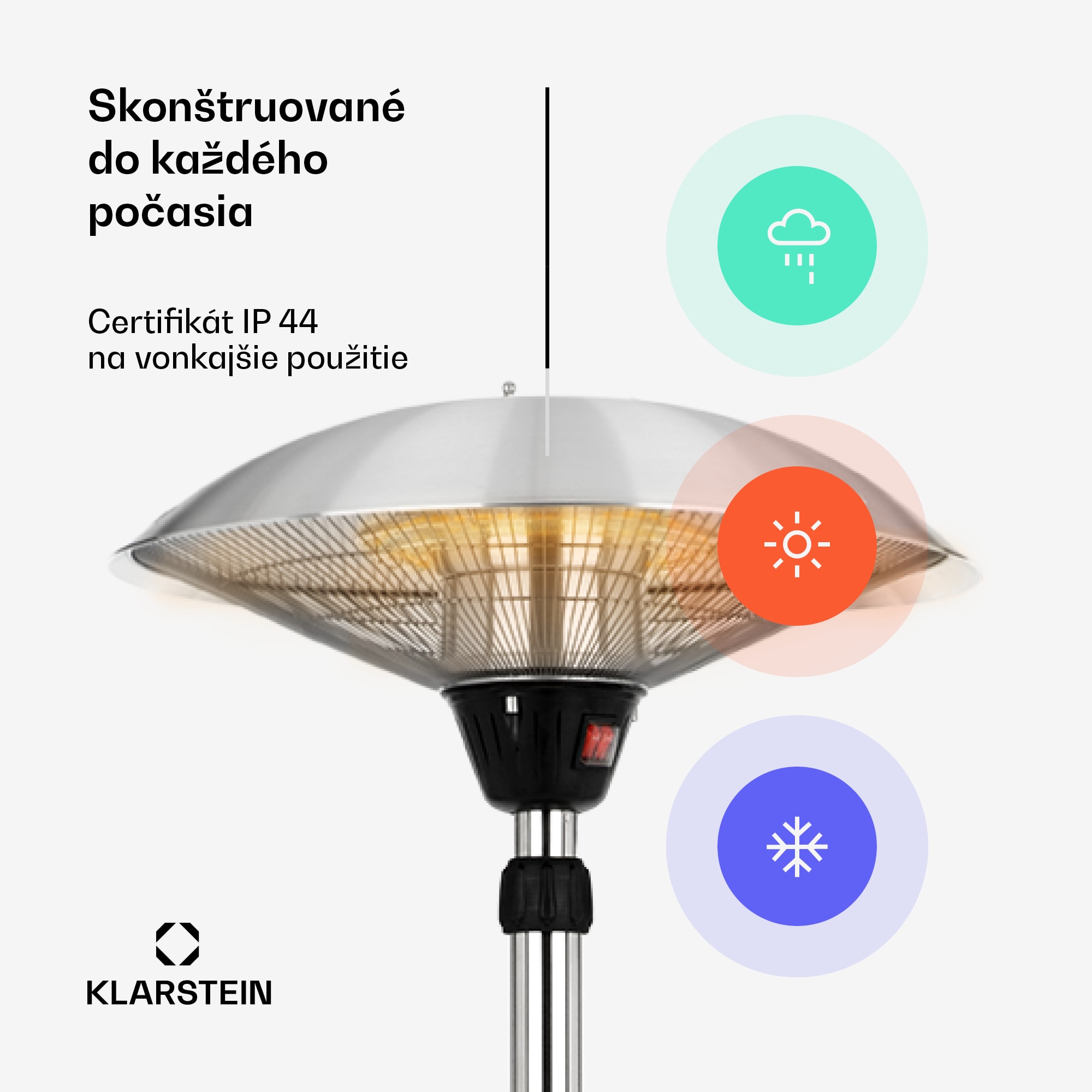 Blumfeldt Heat Guard, infračervený sálavý ohrievač, 2100 W, IP44, výškovo nastaviteľný, IR ComfortHeat – Obrázok 3