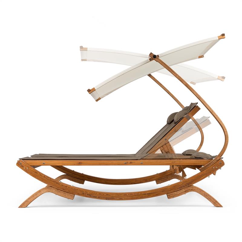 Blumfeldt Sonnendeck, dvojité lehátko, nastaviteľná strieška proti slnku, vankúše, biele – Obrázok 2