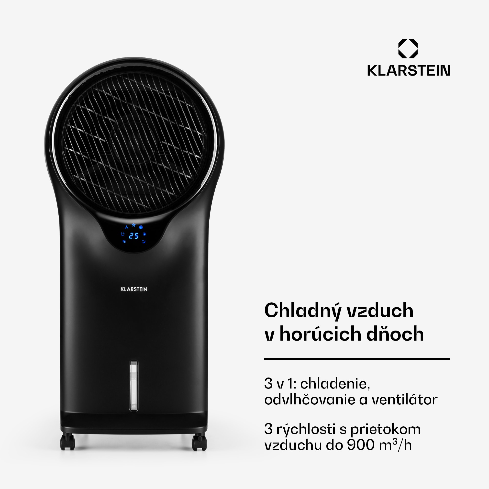Klarstein Whirlwind, 3 v 1 ochladzovač vzduchu, ventilátor, zvlhčovač vzduchu, 110 W, 5,5 l, čierny