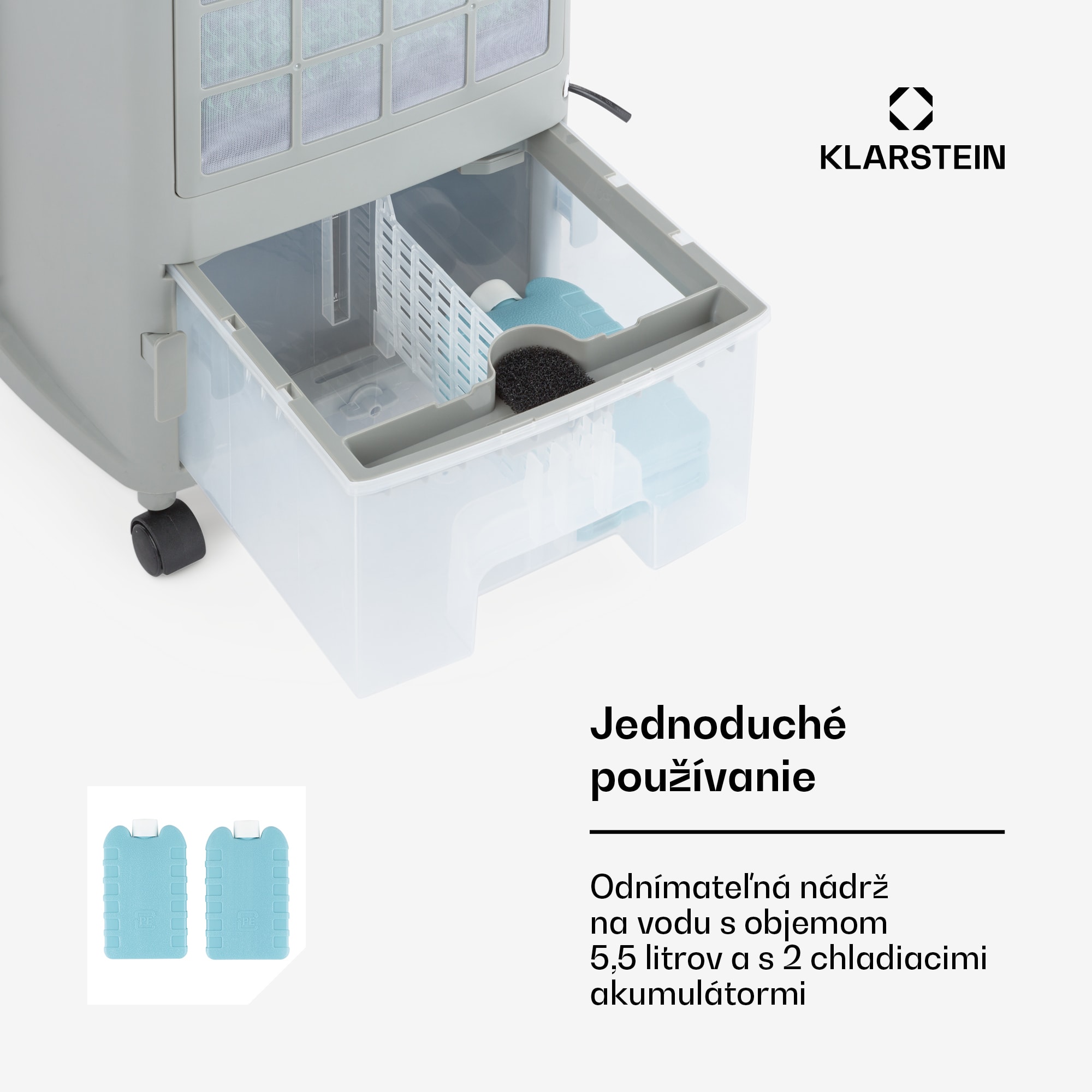 Klarstein Whirlwind, 3 v 1 ochladzovač vzduchu, ventilátor, zvlhčovač vzduchu, 110 W, 5,5 l, čierny – Obrázok 2