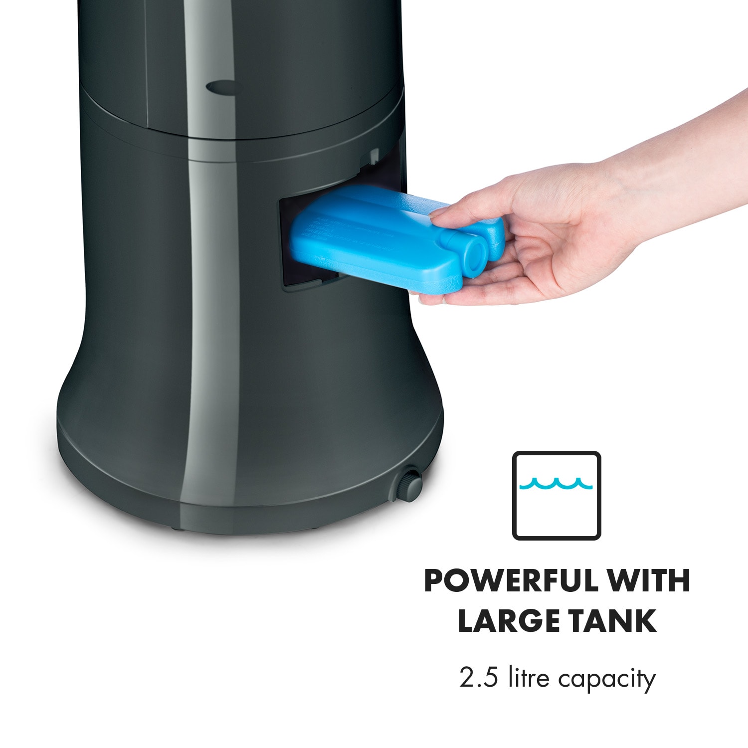 Klarstein Highrise, ochladzovač vzduchu, ventilátor, zvlhčovač vzduchu, 40 W, 2.5 l, chladiaci box – Obrázok 3