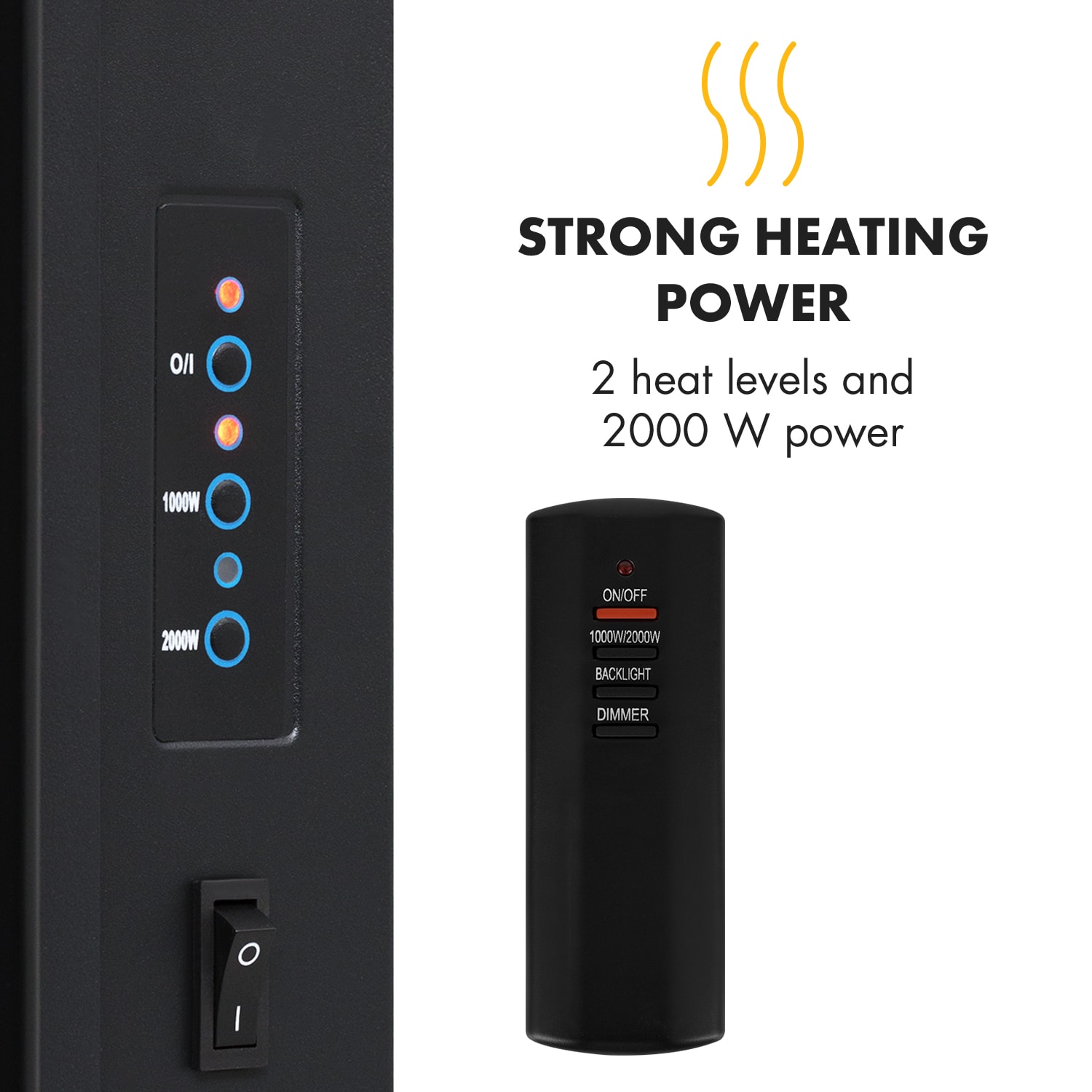 Klarstein Lausanne Vertical, elektrický krb, 2000 W, týždenný časovač, čierny – Obrázok 3