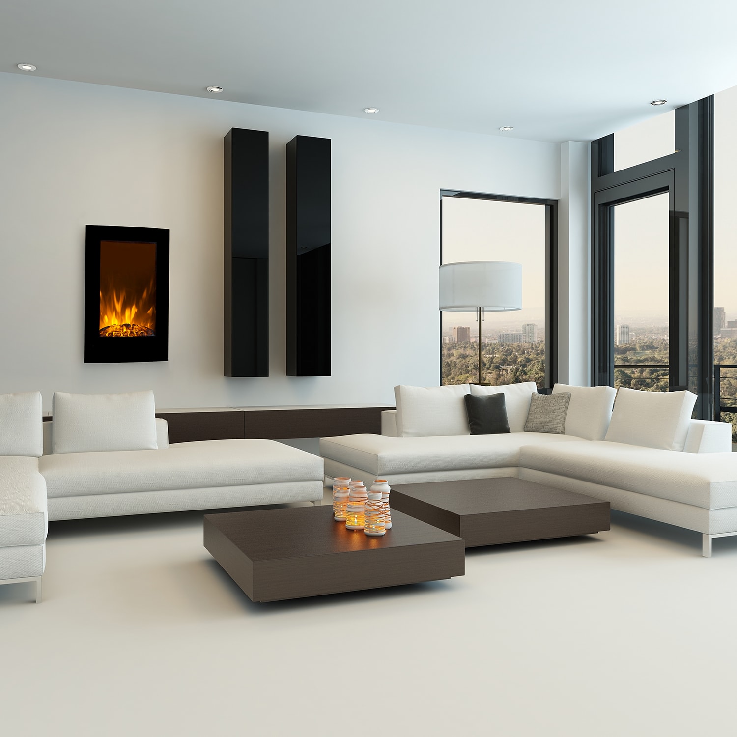 Klarstein Lausanne Vertical, elektrický krb, 2000 W, týždenný časovač, čierny