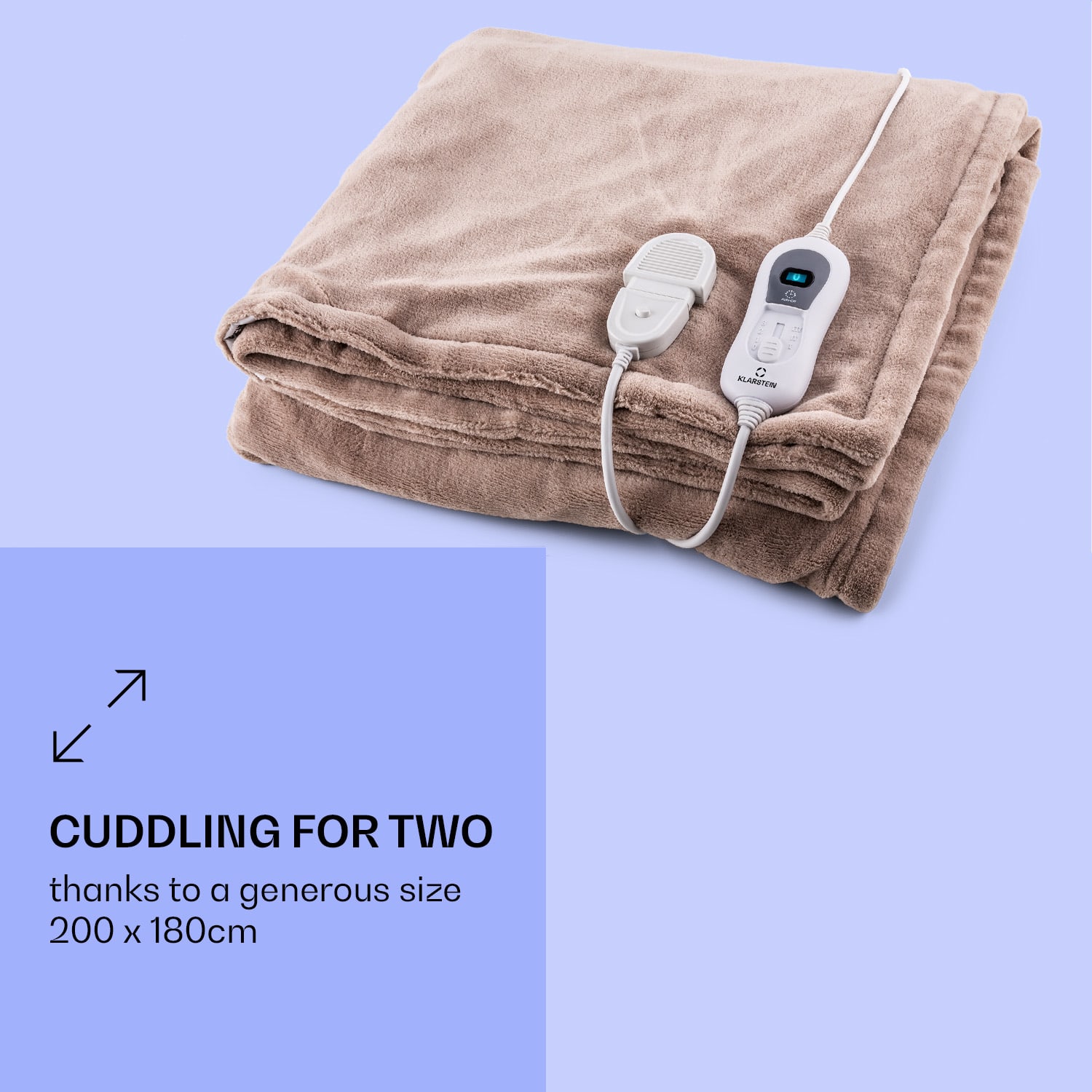 Klarstein Dr. Watson XXL, vyhrievacia deka, 3 stupne ohrevu, prateľná, 200 x 180 cm, mikroplyš – Obrázok 4