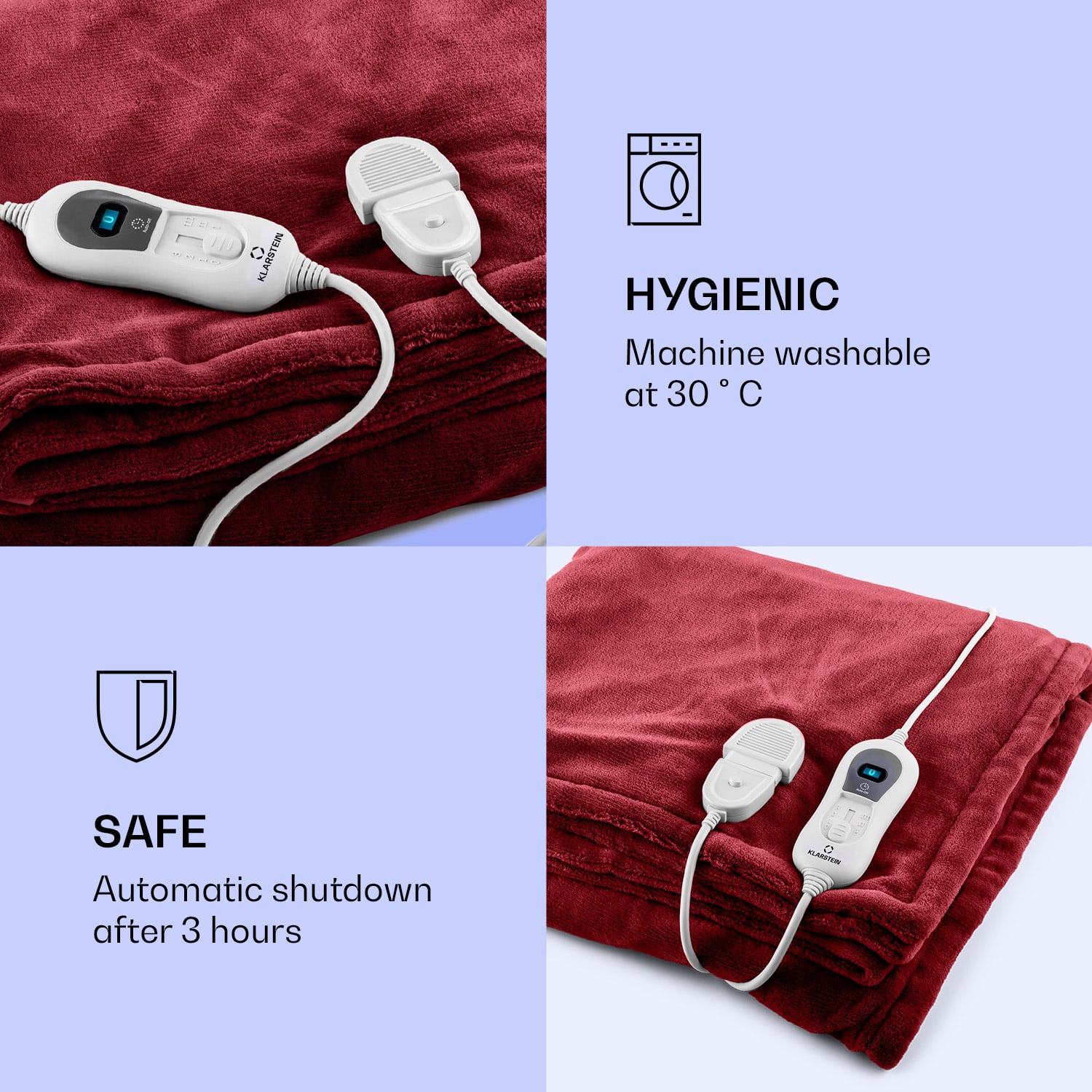 Klarstein Dr. Watson XL, vyhrievacia deka, 120 W, 3 úrovne ohrevu, 180 x 130 cm, ovládací panel – Obrázok 3