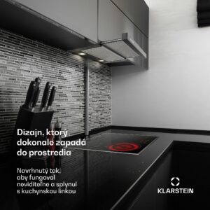 Klarstein Vinea, digestor, 60 cm, vstavaný, 610 m³/h, plochá konštrukcia, čierny