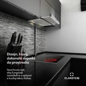 Klarstein Vinea, digestor, 60 cm, vstavaný, 610 m³/h, plochá konštrukcia, strieborný