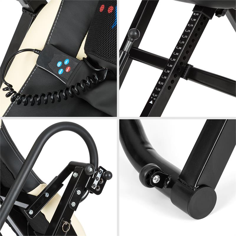 KLARFIT Ease Delux, inverzná lavica, gravitačná posilňovacia lavica, do 136 kg, 1,54-1,98m, béžová – Obrázok 3
