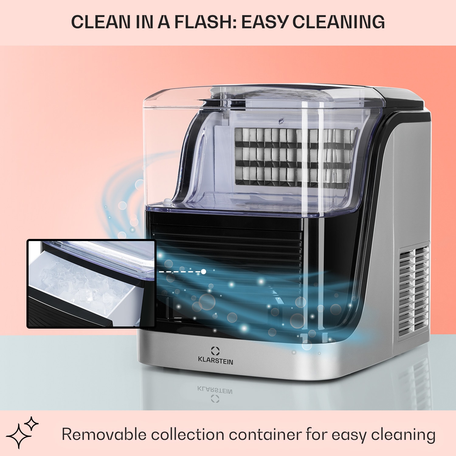 Klarstein Kristall, výrobník ľadu, krištáľovo číry ľad, 2 veľkosti, 2,5 l nádržka na vodu – Obrázok 4