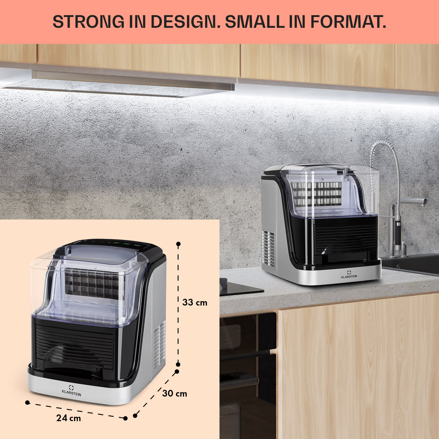 Klarstein Kristall, výrobník ľadu, krištáľovo číry ľad, 2 veľkosti, 2,5 l nádržka na vodu – Obrázok 5