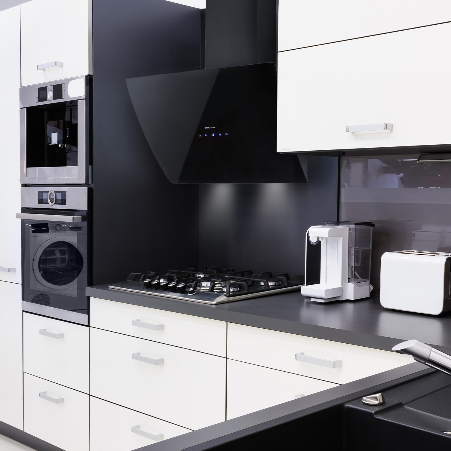 Klarstein Annabelle 60, digestor, 60 cm, nástenný, 595 m³/h, dotykový panel, sklo, čierny