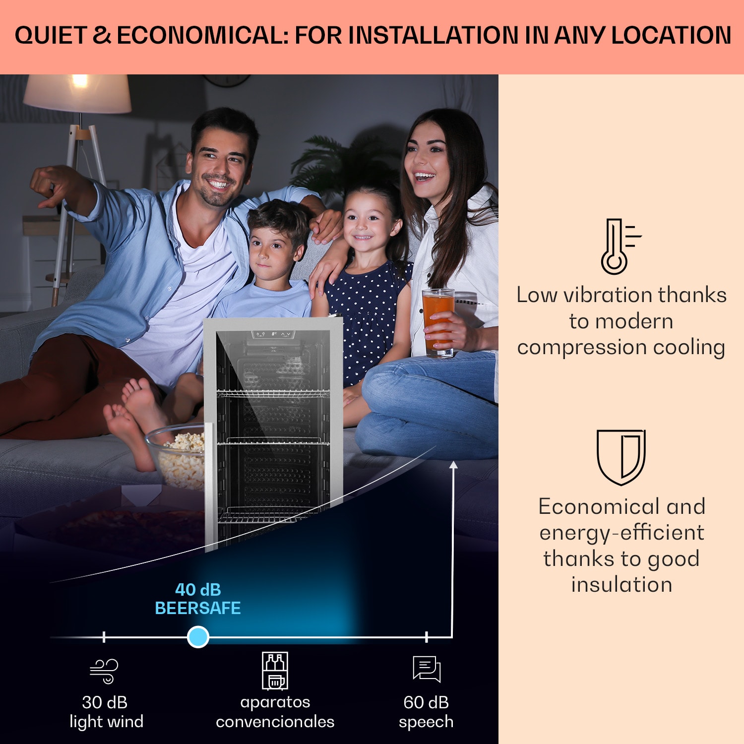 Klarstein Beersafe 6XL, chladnička na nápoje, 201 l, 0-10°C, sklo, energet. trieda G, nehrdzavejúca oceľ – Obrázok 2