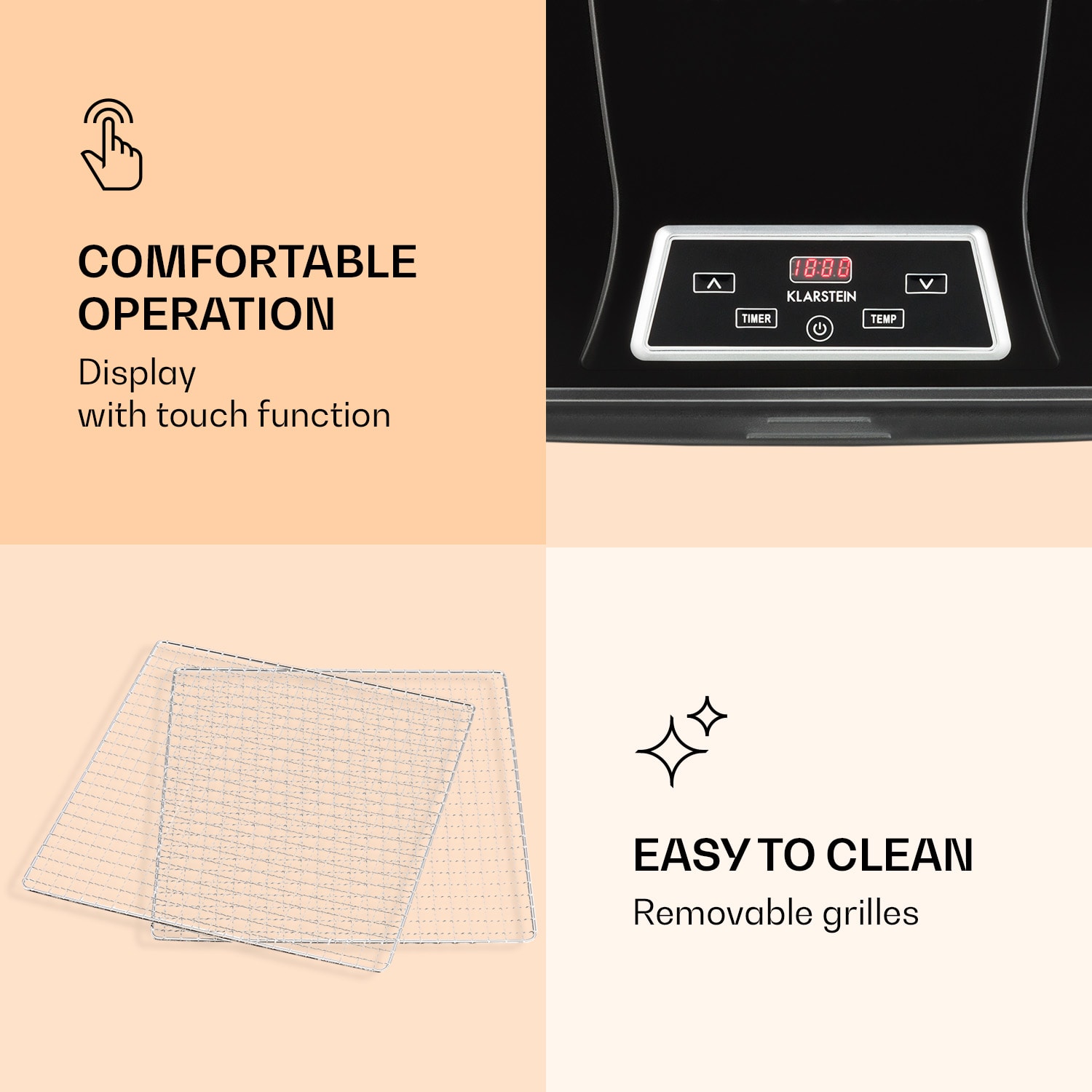 Klarstein Fruit Jerky Plus 9, sušička ovocia, 600-700 W, 35-70 °C, časovač, 9 poschodí – Obrázok 3