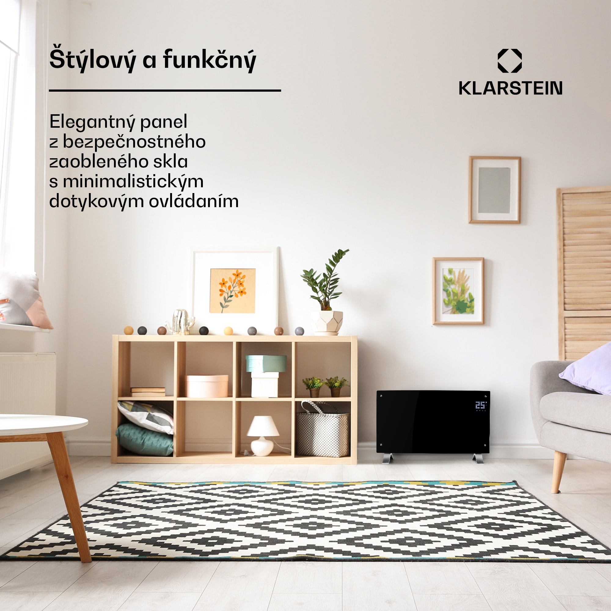 Klarstein Bornholm Curved, konvektor, 2000 W, termostat, časovač, čierny – Obrázok 2