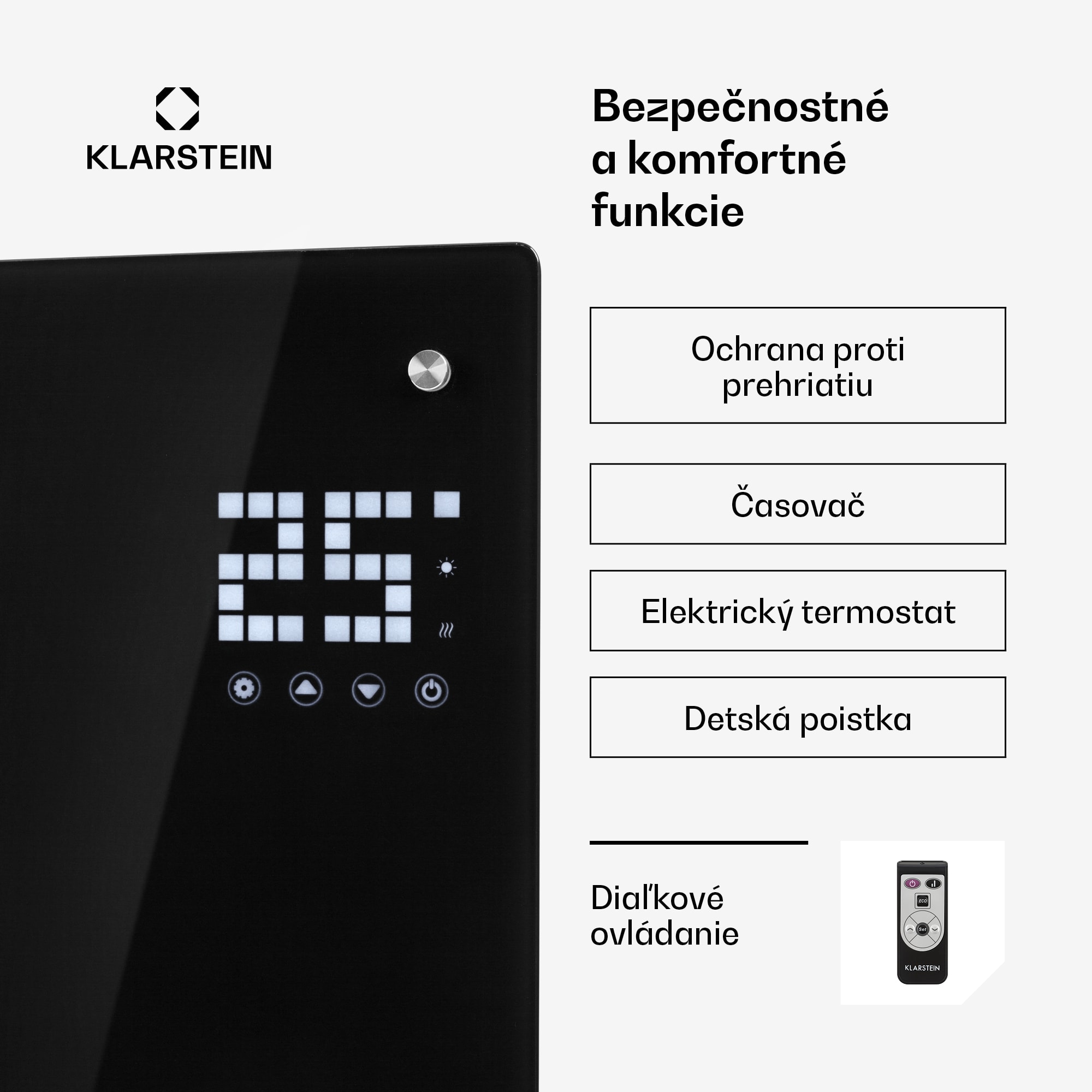 Klarstein Bornholm Curved, konvektor, 2000 W, termostat, časovač, čierny – Obrázok 5