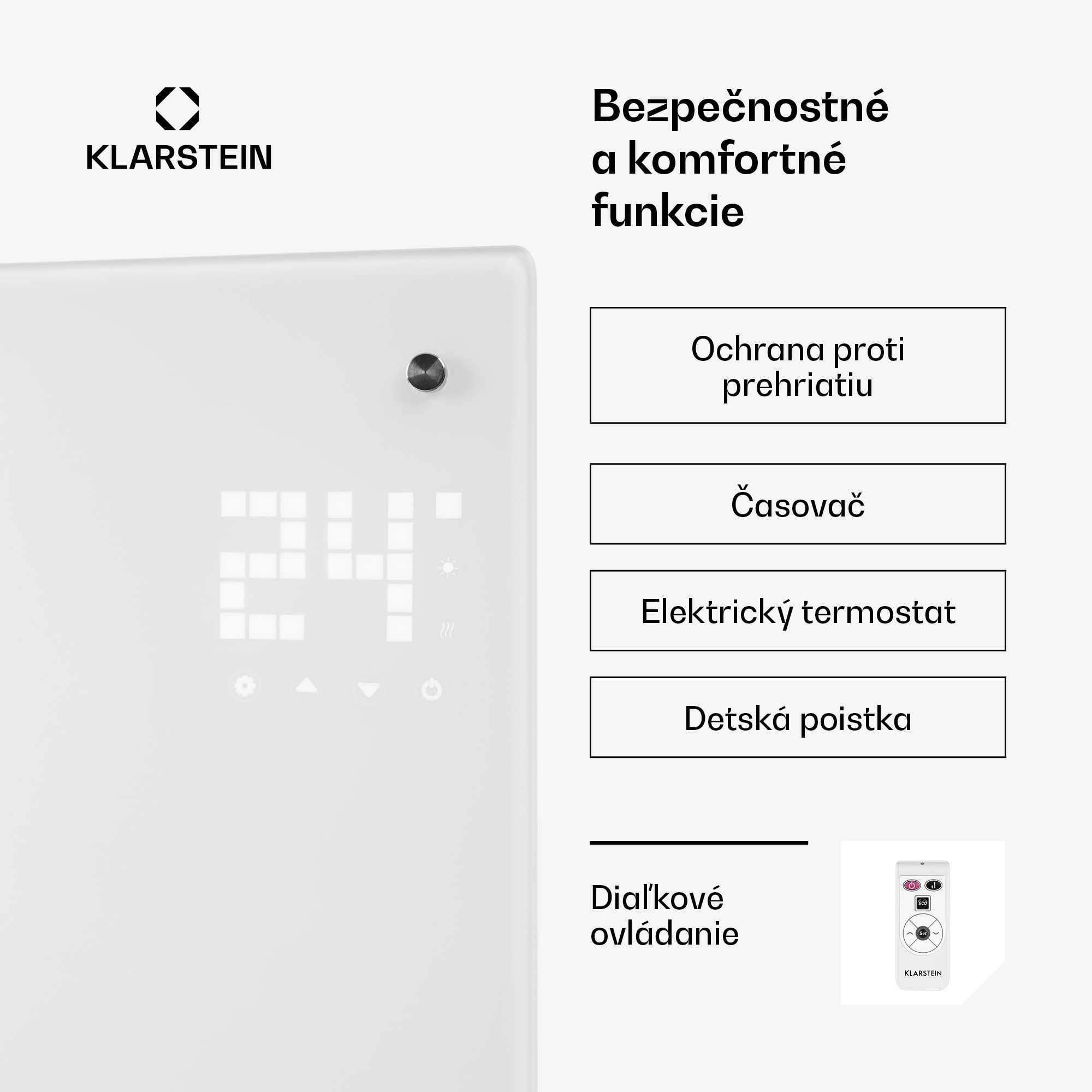 Klarstein Bornholm Curved, konvektor, 2000 W, termostat, časovač, biely – Obrázok 5