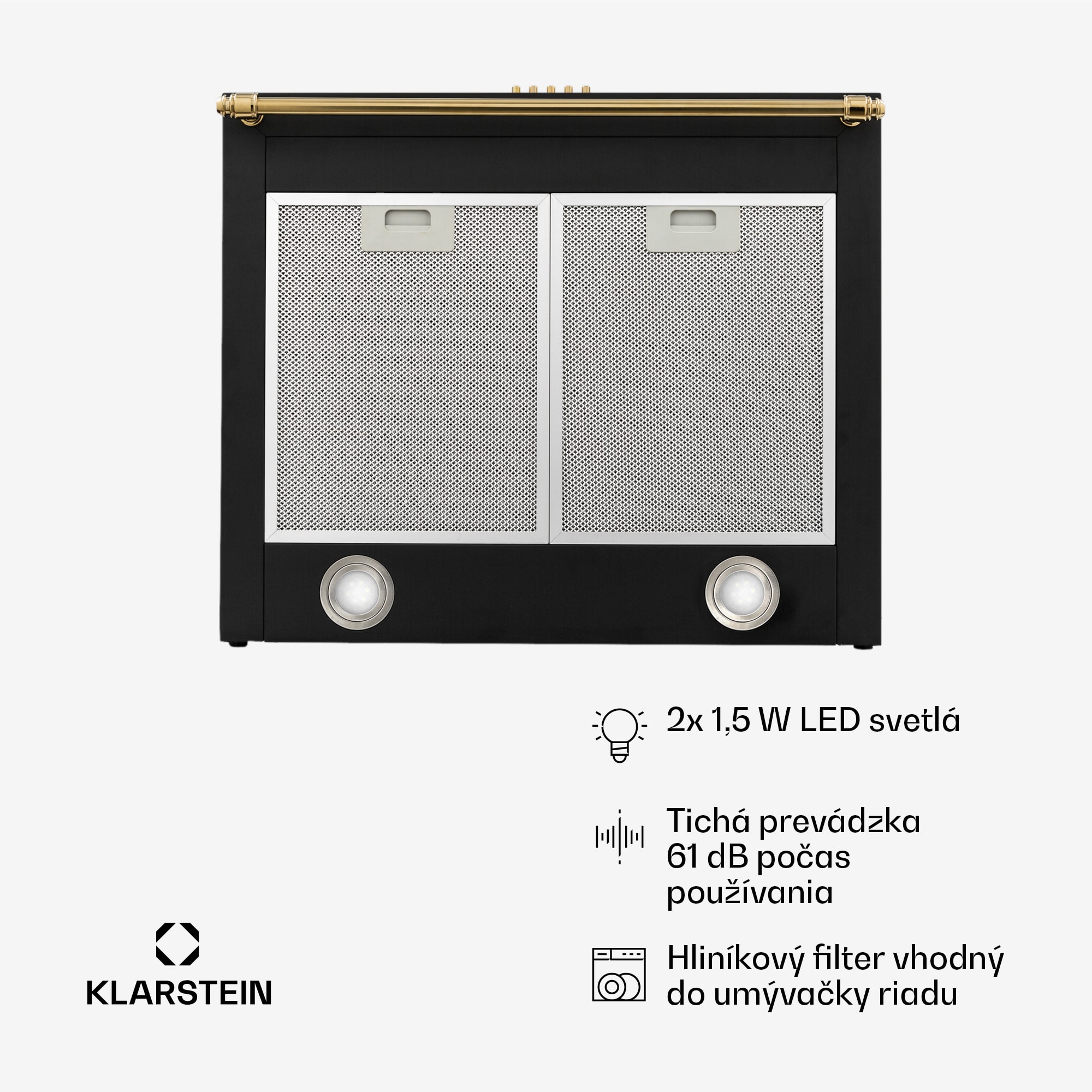 Klarstein Montblanc 60, digestor, 60 cm, nástenný, 610 m³/h, LED, lišta, čierny – Obrázok 5