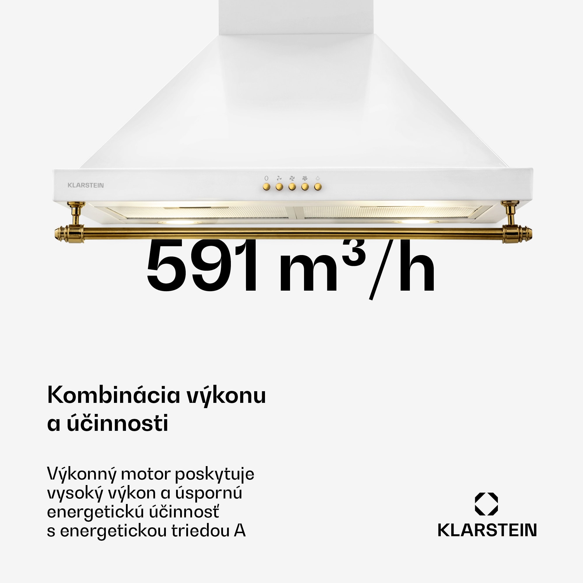 Klarstein Montblanc 60, digestor, 60 cm, nástenný, 610 m³/h, LED, lišta, biely – Obrázok 3