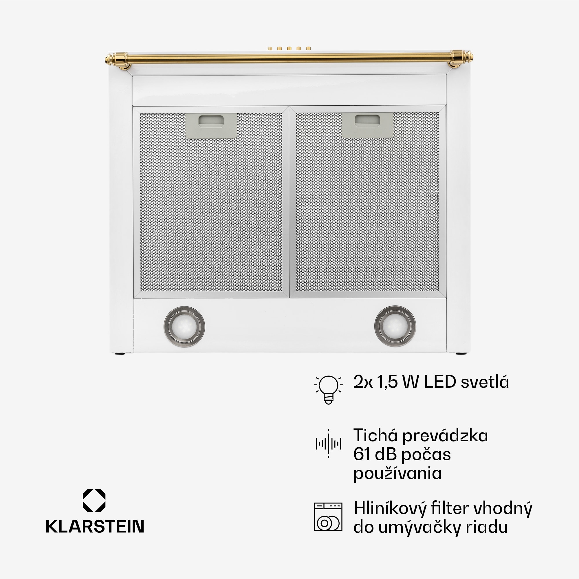 Klarstein Montblanc 60, digestor, 60 cm, nástenný, 610 m³/h, LED, lišta, biely – Obrázok 5
