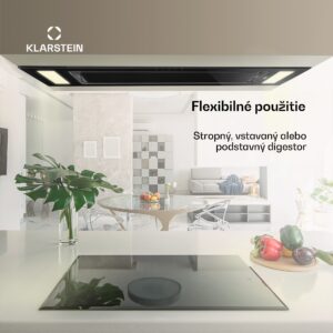 Klarstein Remy, digestor, 90 cm, stropný, 620 m³/h, diaľkové ovládanie, čierny