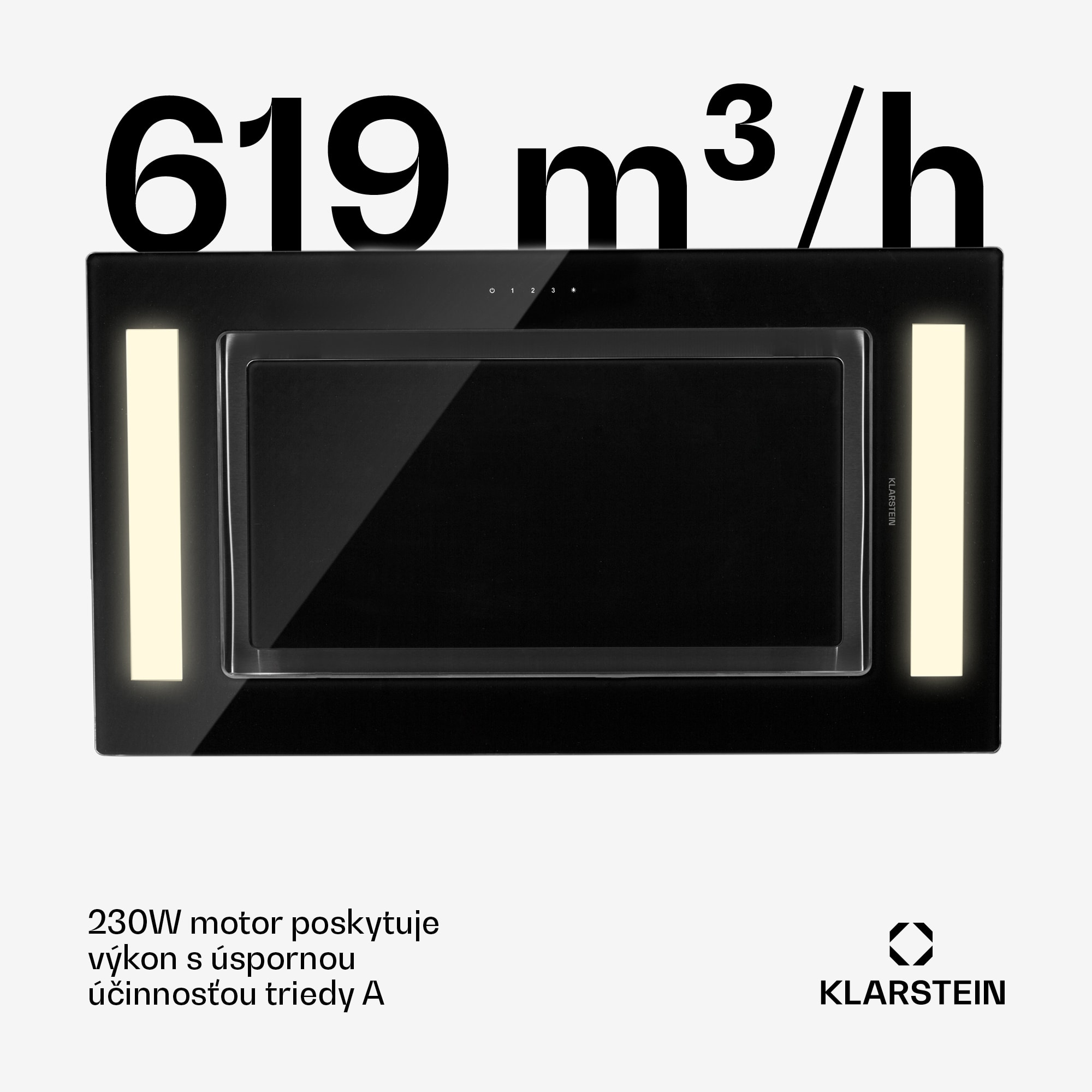 Klarstein Remy, digestor, 90 cm, stropný, 620 m³/h, diaľkové ovládanie, čierny – Obrázok 3