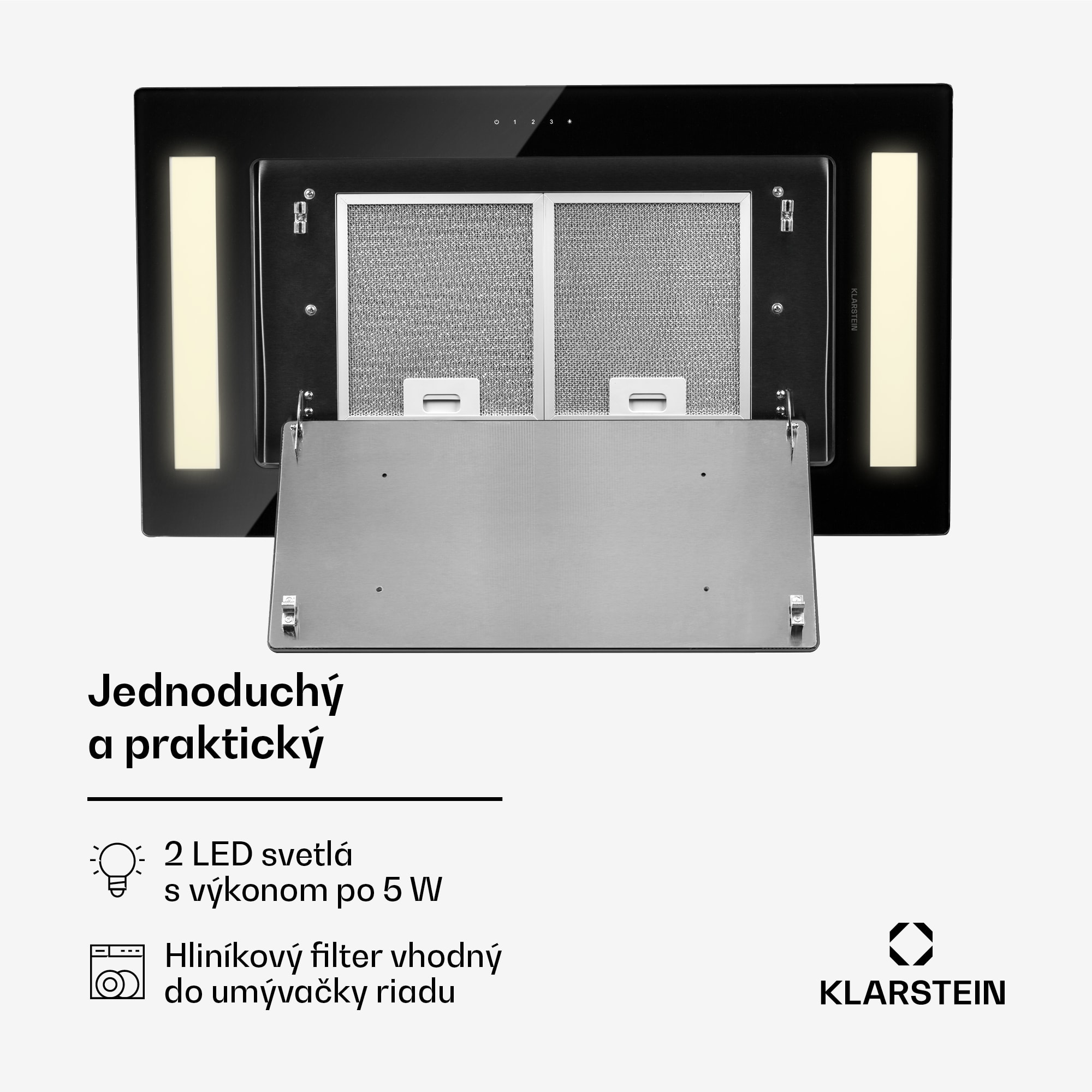 Klarstein Remy, digestor, 90 cm, stropný, 620 m³/h, diaľkové ovládanie, čierny – Obrázok 5