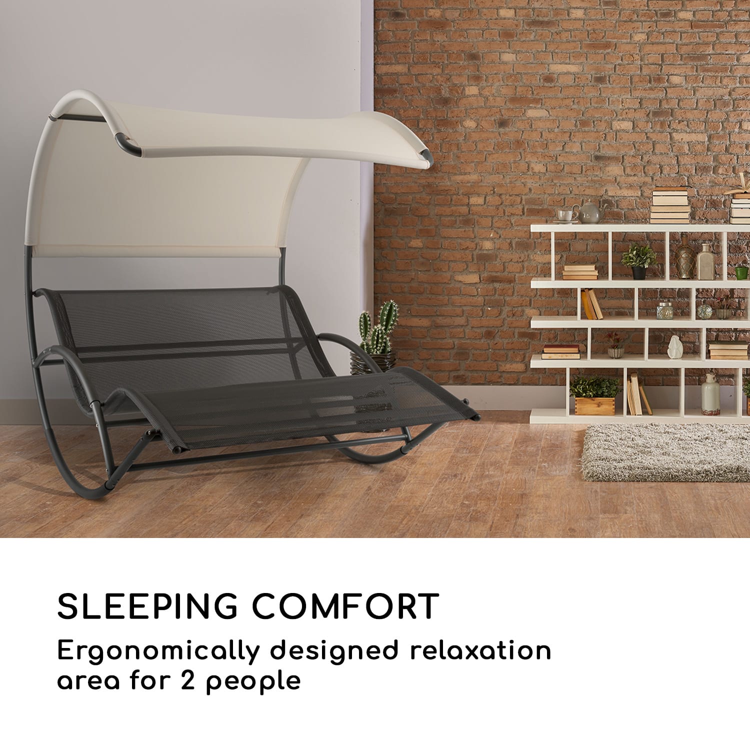 Blumfeldt The Big Easy, hojdacie ležadlo, nepremokavé, 350 kg max., UV ochrana, čierne – Obrázok 4