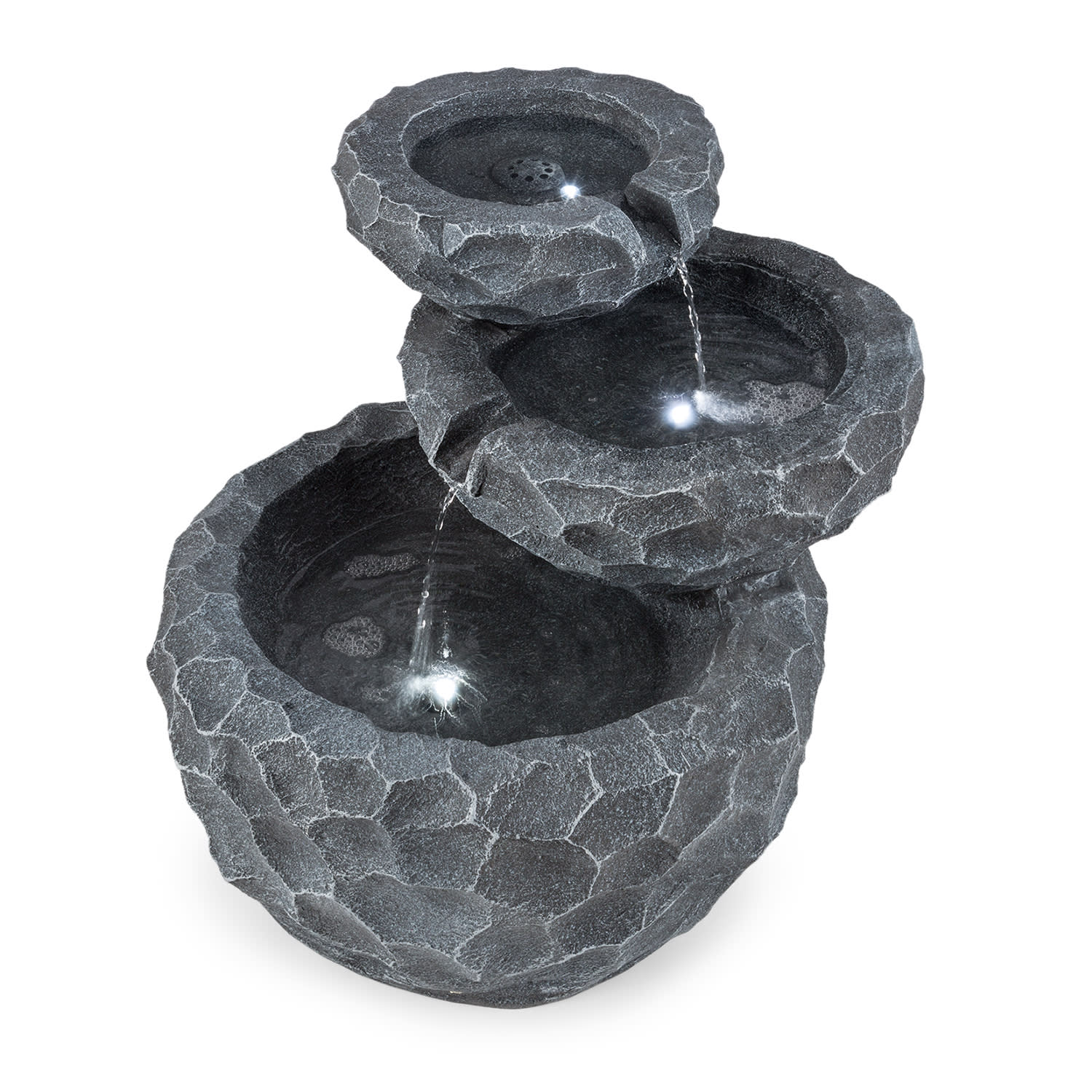 Blumfeldt Murach, solárna kaskádová fontána, akumulátorová prevádzka, 2 W, solárny panel, 3x LED – Obrázok 3