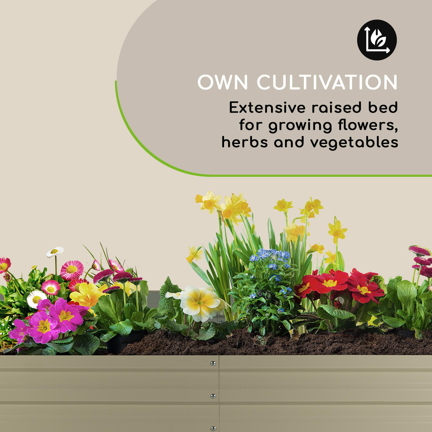 Blumfeldt High Grow Straight, vyvýšený záhon, 180 x 60 x 90 cm, 970 l, oceľ, pozinkovaný, strieborný – Obrázok 5