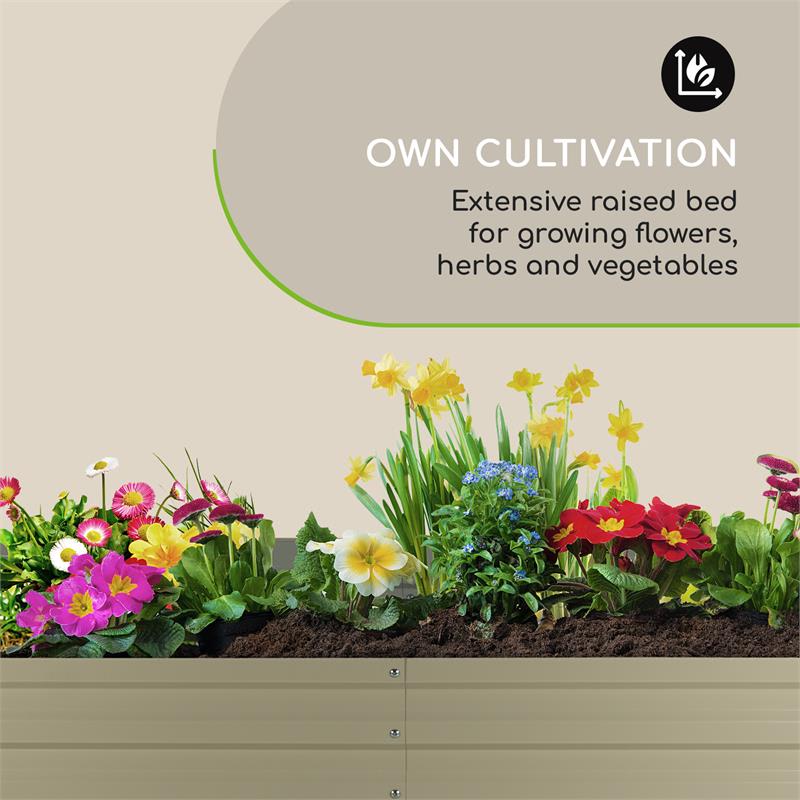 Blumfeldt High Grow Straight, vyvýšený záhon, 180 x 60 x 90 cm, 970 l, oceľ, pozinkovaný, béžový – Obrázok 5