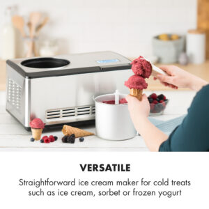 Klarstein Dolce Bacio, zmrzlinovač, kompresor, 2 l, LCD displej, dotykový panel, nehrdzavejúca oceľ
