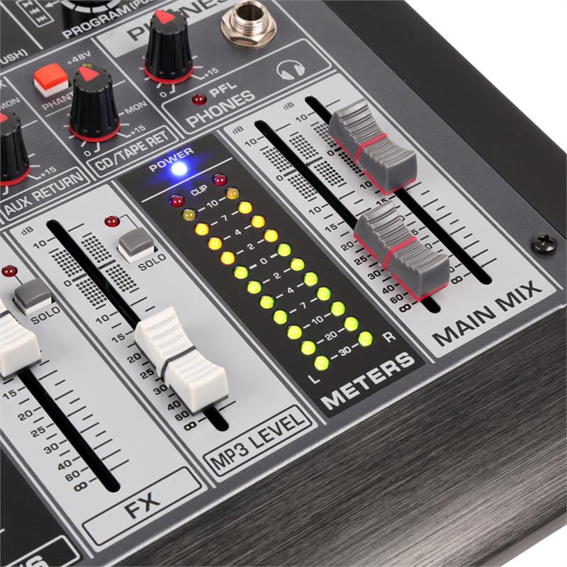 Power Dynamics PDM-S804, mixážny pult, 8-kanálový, DSP/MP3, USB port, bluetooth prijímač – Obrázok 2