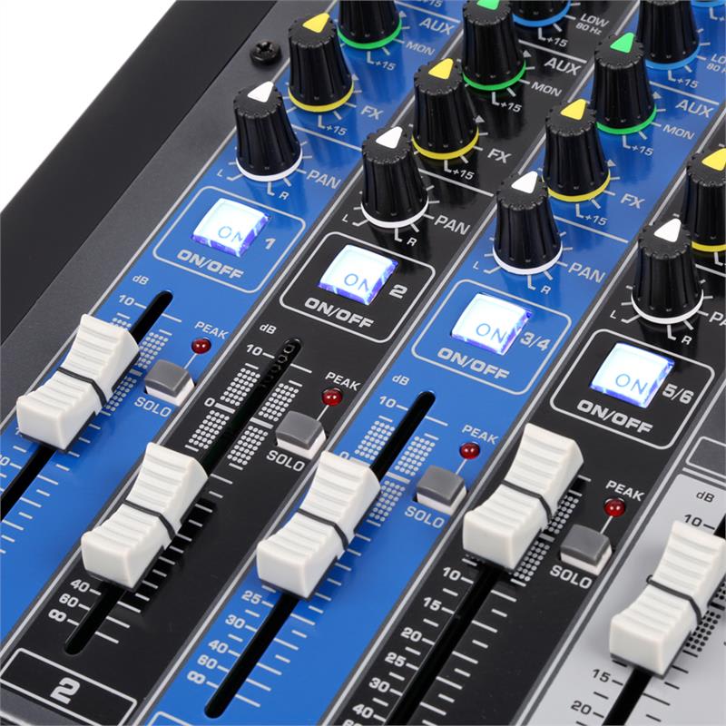 Power Dynamics PDM-S804, mixážny pult, 8-kanálový, DSP/MP3, USB port, bluetooth prijímač – Obrázok 3