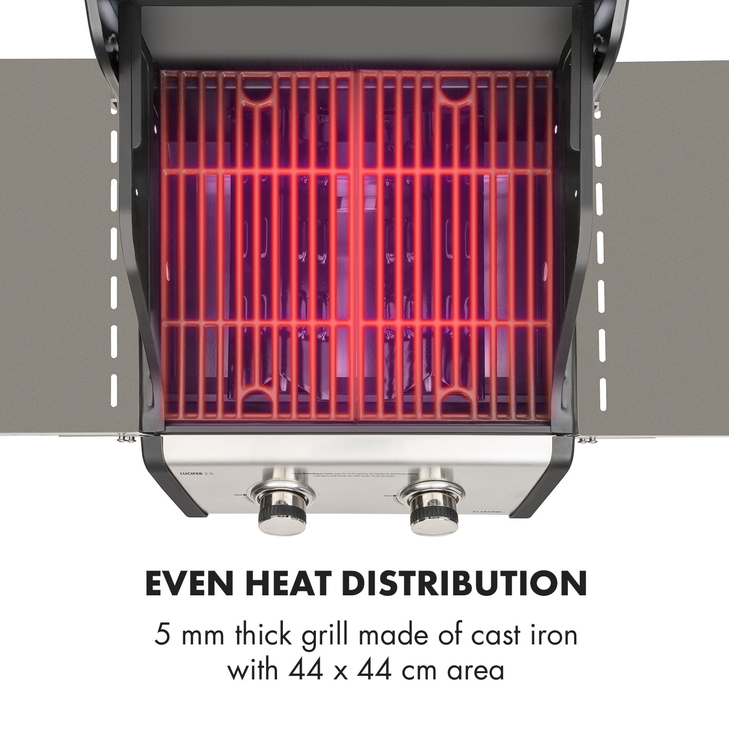 Klarstein Lucifer 3, plynový gril, 3 x 3,6 kW horáky, 60 x 45 cm gril, nerezová oceľ, mobilný – Obrázok 5