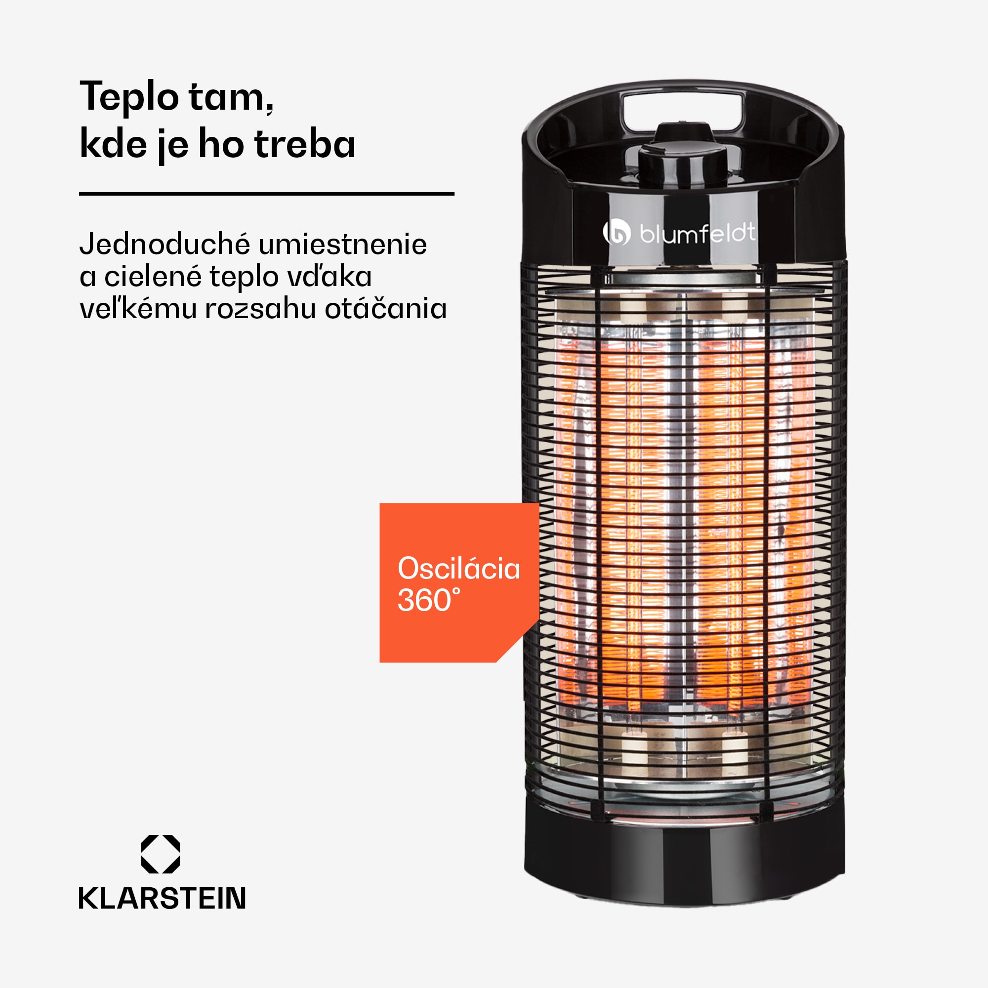 Blumfeldt Heat Guru 360, stojanový ohrievač, 1200/600 W, 2 stupne ohrevu, IPX4, čierny – Obrázok 2