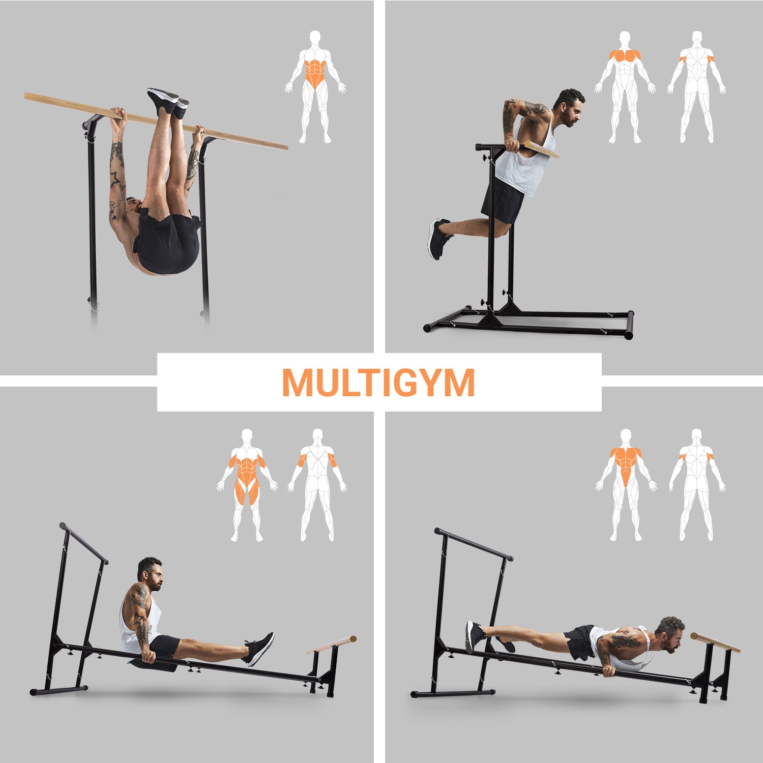 KLARFIT T-Trix, pull up stanica, MultiGym koncept, do 110 kg, prenosná taška, čierna – Obrázok 2