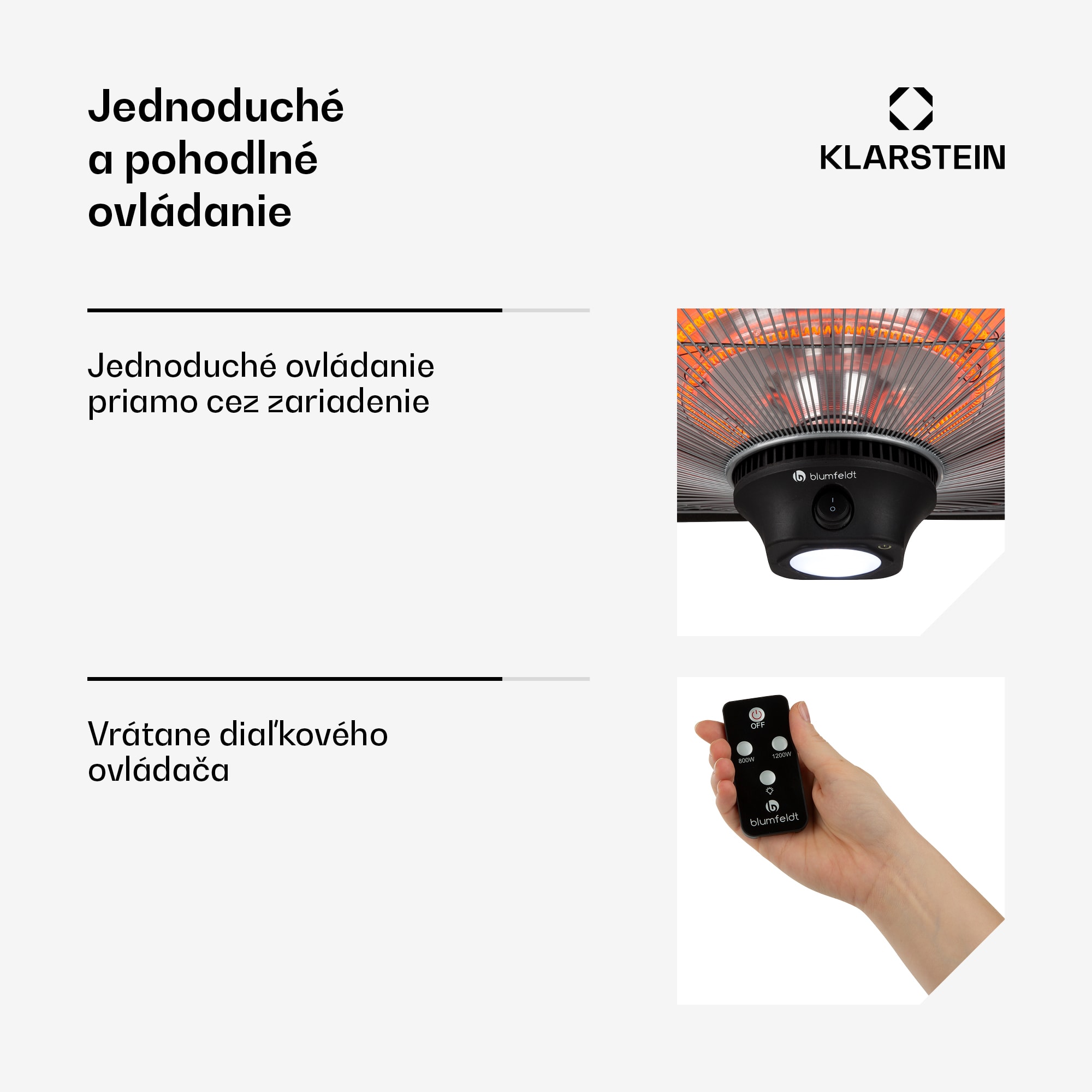 Blumfeldt Heat Square, infračervený ohrievač, 1000 / 2000 W, uhlíkové výhrevné teleso, IP34, LED – Obrázok 2