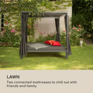 Blumfeldt Senator Lounge, záhradné lehátko, 188 x 208 x 205 cm, strieška proti slnku, sivé