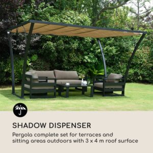 Blumfeldt Palazzo, altánok 4x3m, skladacia strecha, polyester, hliník, šedá farba